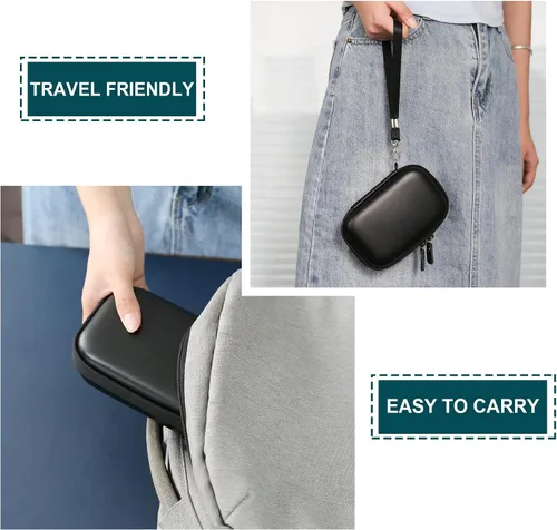 Vista 6 de Estuche rígido de viaje para cámara digital Kodak Printomatic a todo color, funda protectora con bolsillo de malla para cable USB, papel Negro