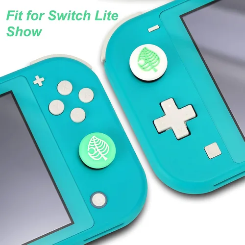 Vista 3 de Tscope Lindas tapas de agarre para el pulgar para Nintendo SwitchLiteOLED para Animal Crossing Kawaii Leaf Joystick Analog Soft Silicone Button