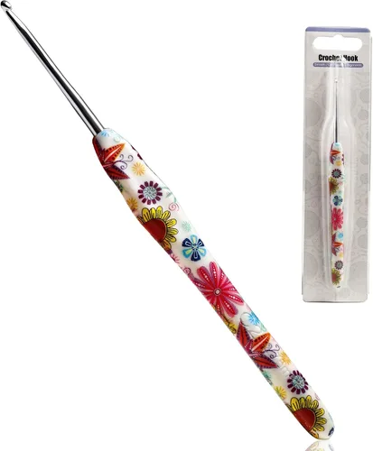 Vista 12 de Gancho de Crochet de 2.25mm, Mango Ergonómico para Manos con Artritis, Agujas de Tejer Extra Largas de Goma Suave para Principiantes y Tejido