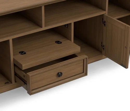 Vista 9 de SIMPLIHOME Amherst - Soporte de TV de transición de madera maciza de 72 pulgadas de ancho, estilo rústico marrón envejecido, para televisores
