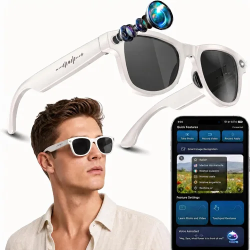 Vista 14 de Nuevas gafas inteligentes AI con cámara, gafas de grabación de video 8MP 4K