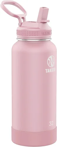 Vista 16 de Takeya Actives - Botella de agua con tapa con popote, duradera y de fácil cuidado, con aislamiento de acero inoxidable, tapa sin BPA con asa