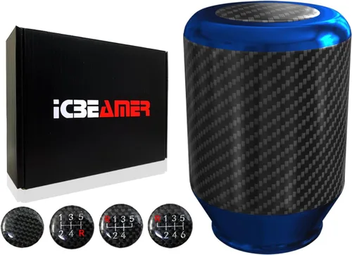 Vista 8 de ICBEAMER Drifting JDM Styles - Perilla de palanca de cambios manual de aluminio con fibra de carbono real (5 y 6 velocidades)