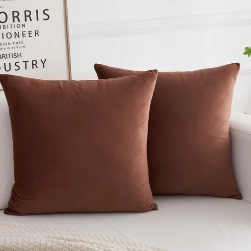 Vista 8 de Juego de 2 fundas de almohada decorativas de terciopelo, funda de cojín cuadrada suave para decoración del hogar para sala de estar, sofá o cama