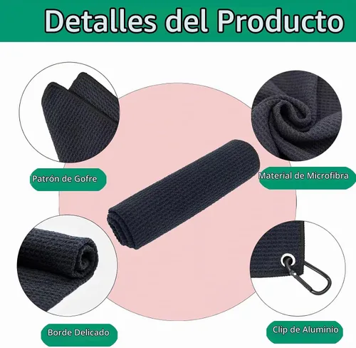 Vista 2 de ATTRACTIVE Juego de toallas de golf, toalla de golf y un cepillo de golf, toallas de microfibra con patrón de gofre, cepillos de golf con clip
