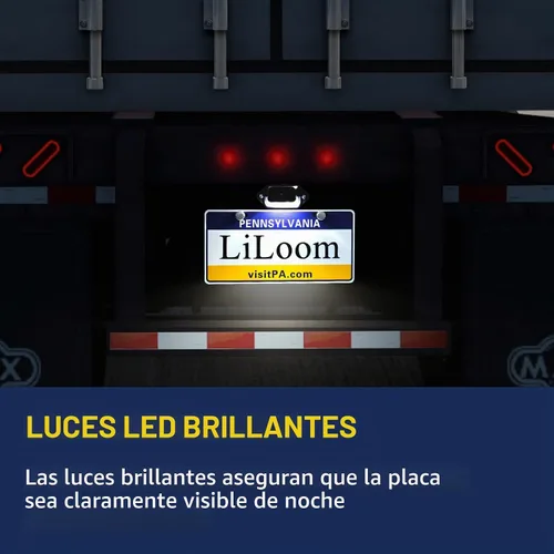 Vista 2 de Marco de matrícula LED con luz – Soporte para matrícula de remolque – Montaje de soporte, DOT FMVSS 108, SAE L, impermeable, 12V DC – Luces
