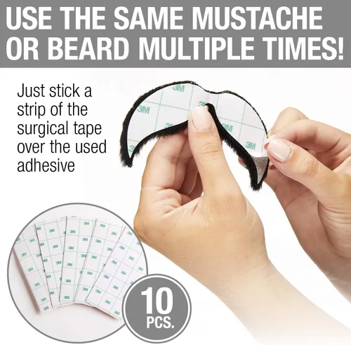 Vista 8 de Mustaches Autoadhesivo On Bail Fake Beard & Mustaches - Yeso médico autoadhesivo de doble cara 3M para barbas falsas, accesorio de disfraz