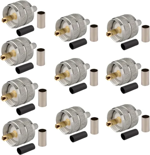Vista 9 de Paquete de 5 conectores de crimpado macho UHF PL-259 PL259 para RG58/U LMR195 (UHF macho crimpado RG58)