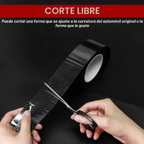 Vista 3 de Protectores de entrada de borde de puerta de automóvil, cinta protectora impermeable anticolisión de fibra de carbono 5D, calcomanía de tira