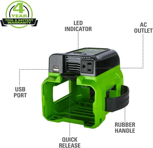 Vista 2 de Greenworks Inversor de potencia Pro 80V 300W, batería de 2 Ah y cargador incluidos
