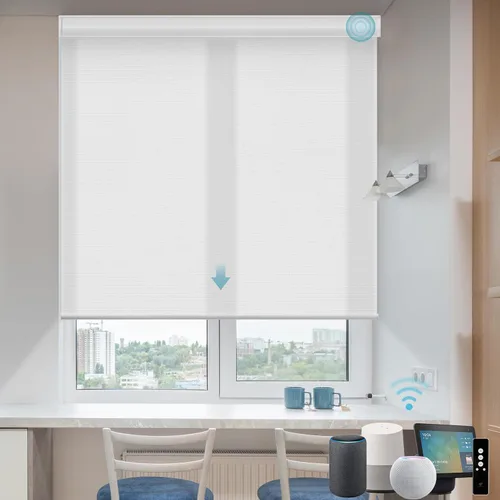 Vista 20 de SmartWings Persianas motorizadas con 5% de apertura, funcionan con Homekit Z-Wave Alexa SmartThings Google, persianas inteligentes con filtro de luz