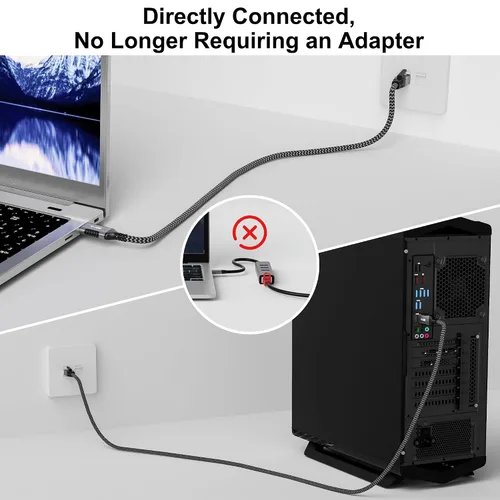 Vista 2 de Cable USB a Ethernet de 0.5 pies/6 pulgadas, USB tipo A a RJ45