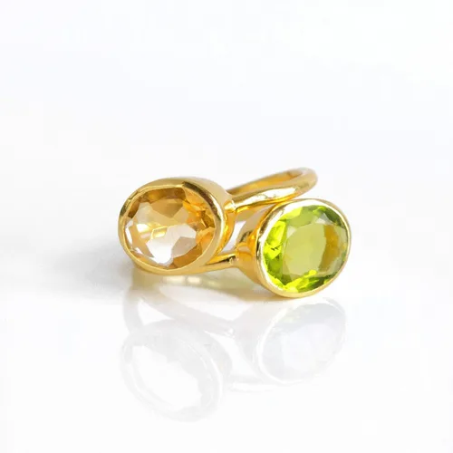 Vista 122 de Oval Birthstone Ring Bezel Set in Vermeil Gold, Sterling Silver, or Rose Gold, Stacking Birthstone Ring [rOMB]