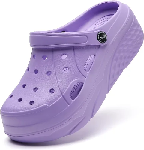 Vista 7 de SECHRITE Zuecos de plataforma para mujer, zapatos de jardín, impermeables, para playa, piscina, sandalias de verano, pantuflas para el hogar