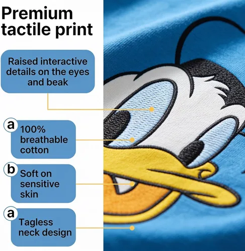 Vista 2 de Disney Mickey Mouse - Camiseta de manga corta para niños y bebés Pato Donald Azul