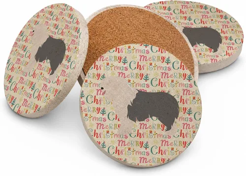 Vista 48 de AIDI Atlas Mountain Dog Merry Christmas - Posavasos grandes de piedra arenisca, paquete de 4