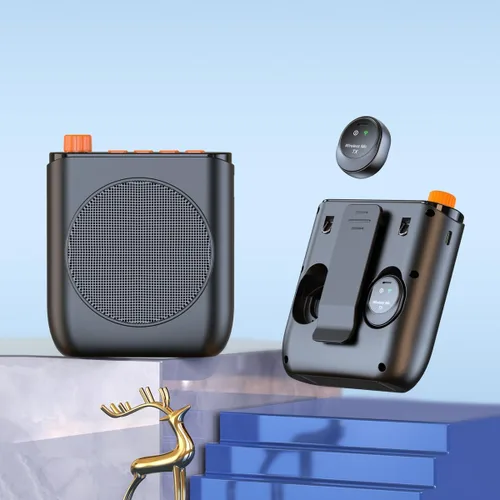 Vista 9 de Amplificador de voz inalámbrico con micrófono de solapa inalámbrico, megáfono de altavoz portátil con clip de solapa de doble solapa micrófono