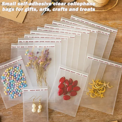 Vista 3 de Bolsas de celofán resellables de 6 x 9 pulgadas, 300 bolsas pequeñas autoadhesivas transparentes para productos de embalaje, bolsa de celofán