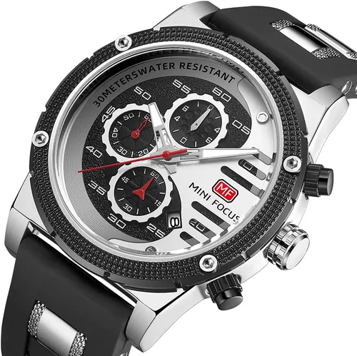 Vista 2 de KXAITO Relojes para hombre, reloj cronógrafo deportivo militar, resistente al agua, correa de cuero de silicona luminosa, relojes casuales