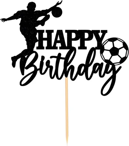 Vista 2 de Decoración para tartas de cumpleaños con temática de fútbol, decoración de pastel de cumpleaños con temática de fútbol