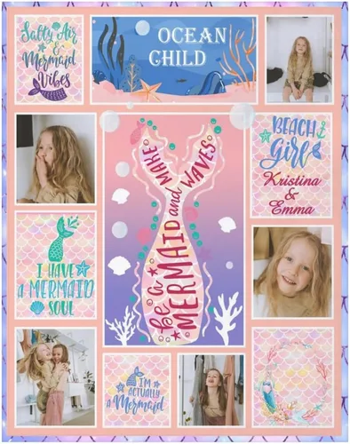 Vista 21 de Artsadd Manta facial personalizada de princesa para niñas, personalizada con cara de niños, manta personalizada para niños, nombre de foto de bebé