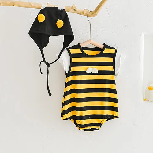 Vista 3 de TBUIALL Body unisex para bebé, niños y niñas, chaleco a rayas, body de manga corta, cuello redondo, súper suave, mameluco de algodón de 3 a