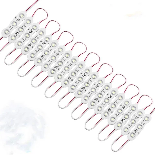 Vista 9 de Lulin 100 tiras de luces LED impermeables superbrillantes, color blanco, 53 pies CC 12 V 3 módulos LED blanco para letreros publicitarios con cinta