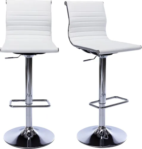 Vista 11 de chairus Juego de 2 taburetes de bar giratorios modernos, taburetes de bar ajustables con altura de mostrador, taburetes de piel sintética sin brazos