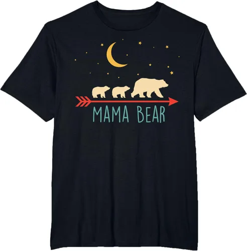 Vista 34 de Camiseta de mamá oso con 2 cachorros de dos veces Blessed Mama Bear, Negro, S