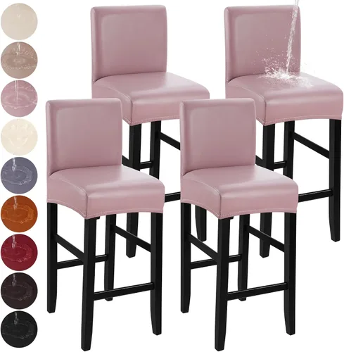 Vista 29 de YISUN - Fundas para taburete de bar, mezcla de forro polar elástico y poliéster, lavables y removibles, para taburete de bar y silla alta, con Beige
