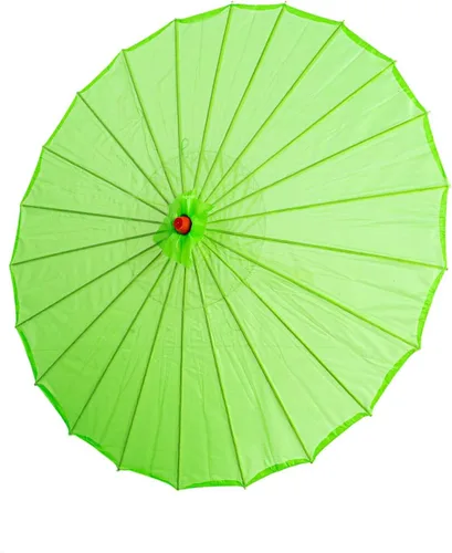 Vista 2 de THY COLLECTIBLES Parasol chino japonés de 33 pulgadas para bodas, fotografías, disfraces, cosplay, decoración y otros eventos, color sólido (verde)