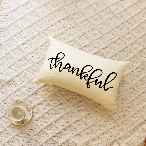 Vista 2 de Fundas de almohada de granja con cita de agradecimiento de 12 x 20 pulgadas, fundas de almohada lumbares decorativas para el hogar, funda de cojín