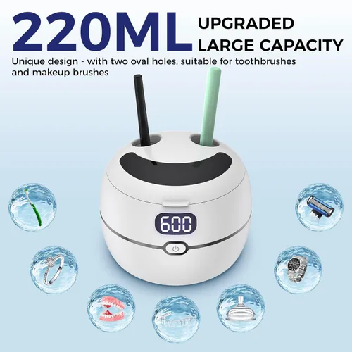 Vista 5 de Limpiador ultrasónico de retenedores para dentaduras, protectores bucales, frenillos, cabezales de cepillo de dientes, joyas, limpiador ultrasónico