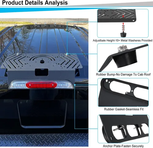 Vista 6 de TOPOWN Soporte de cabina de barra de luz sin taladro de metal para Ford F-150 (2015+) para Ford F-250-F-550 (2017+), apto para barra de luz