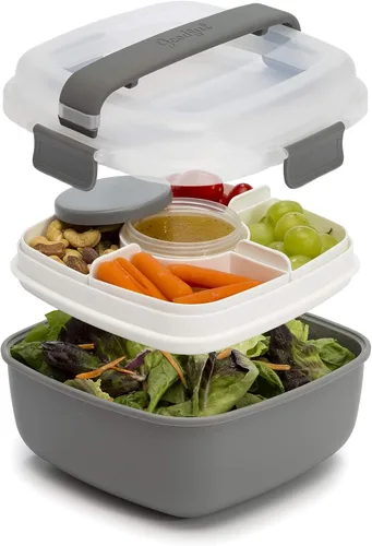 Vista 10 de Goodful Caja de almuerzo apilable, almacenamiento de alimentos estilo Bento con compartimentos extraíbles para sándwich, aperitivos, coberturas