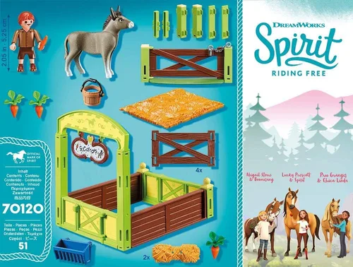 Vista 2 de Playmobil Tijeras de espíritu y zanahorias señor DreamWorks con puesto de caballo