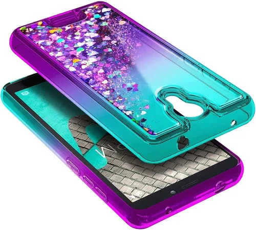 Vista 3 de NZND Funda para Wiko Ride 2 (U520AS) con protector de pantalla de vidrio templado (cobertura completa), diseño de cascada flotante líquida