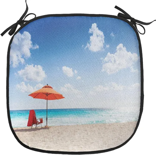 Vista 183 de Lunarable Cojín para silla costera, diván del desierto, descanso solitario, vacaciones, tropical, resort playa, ocio, asiento acolchado para cocina