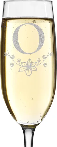 Vista 19 de shop4ever Monograma de letra floral de flauta de champán grabado con láser, 8 oz (L)