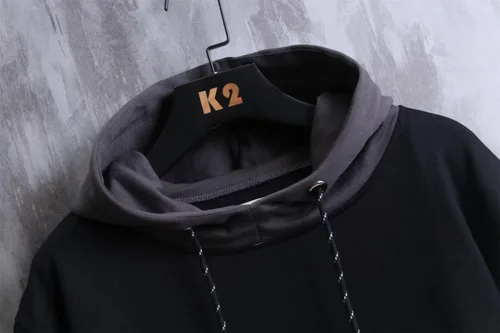 Vista 8 de GURUNVANI Sudadera con capucha de color de contraste para hombre Sudaderas con capucha de patchwork