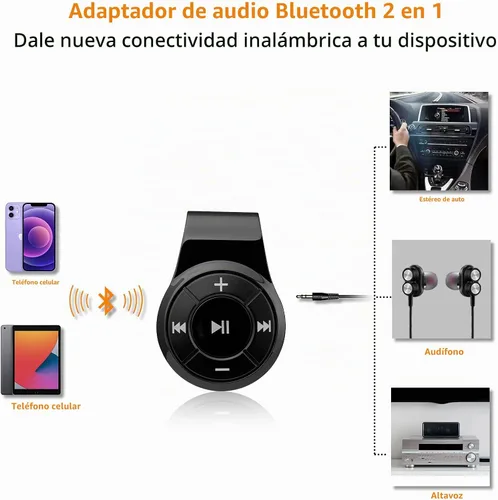 Vista 5 de Receptor Bluetooth/kit de automóvil, receptor de audio inalámbrico Bluebyte Clip para auriculares de audio de automóvil, adaptador inalámbrico