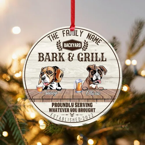 Vista 25 de SILYHEART Christmas Acrylic Ornaments Beagle Dog & Shikoku Dog Christmas Souvenirs Custom Family Dog Name Vintage Dog Home Christmas Memorial Gifts