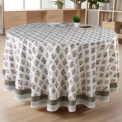 Vista 38 de CPC Mantel redondo - Mantel de algodón con estampado de bloques indios - Mantel de algodón impreso a mano y lavable - Primavera/Verano, mantel