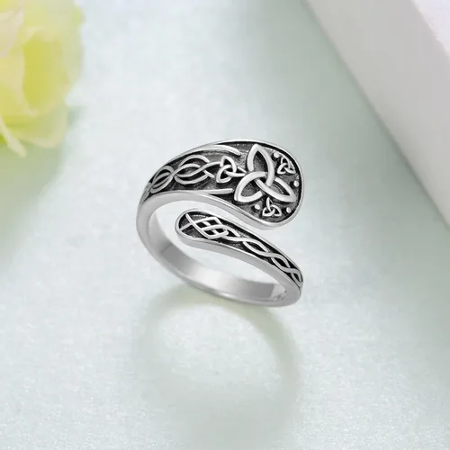 Vista 3 de Anillos de cuchara para mujer, plata de ley 925, anillos de cuchara, anillos de pulgar vintage, regalos de joyería para mujeres y hombres