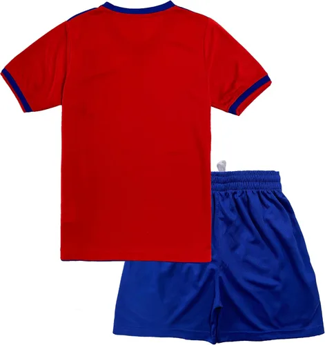 Vista 2 de Hiheart Conjunto de fútbol de camiseta de manga corta y pantalones cortos de malla para niños