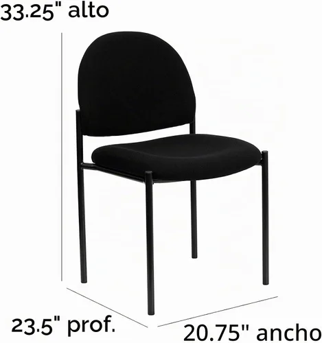 Vista 3 de Flash Furniture Tania Comfort Silla de recepción lateral de acero apilable de tela negra