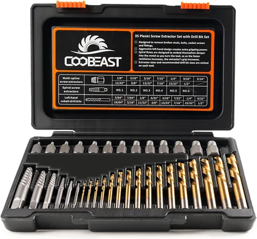 Vista 9 de Coobeast - Juego de extractor de pernos resistente, 13 piezas con adaptador de 3/8 pulgadas, para tuercas peladas, tornillos oxidados, redondeados