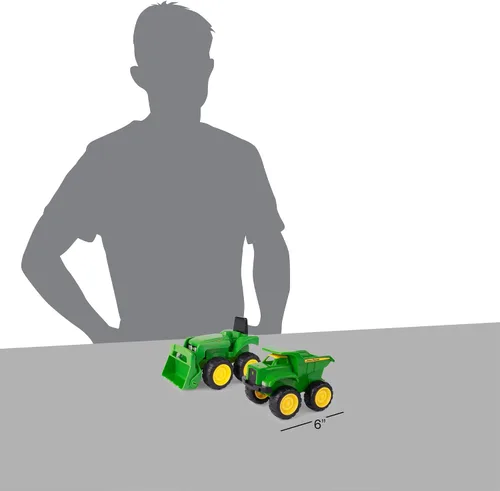 Vista 10 de TOMY - Juego de vehículos John Deere – Incluye camión volquete y tractor de juguete con cargador para caja de arena, juguetes para exteriores