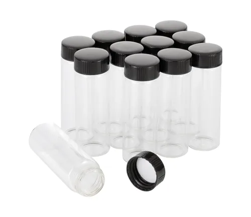Vista 7 de Frascos de vidrio transparente de 0.2 fl oz con tapas de plástico de rosca, paquete de 100 botellas pequeñas de muestra líquida, frasco a prueba