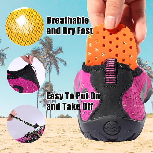 Vista 5 de Joelynne Zapatos de agua para mujeres y hombres, secado rápido, zapatos acuáticos, para playa, natación, deportes, senderismo, buceo, surf